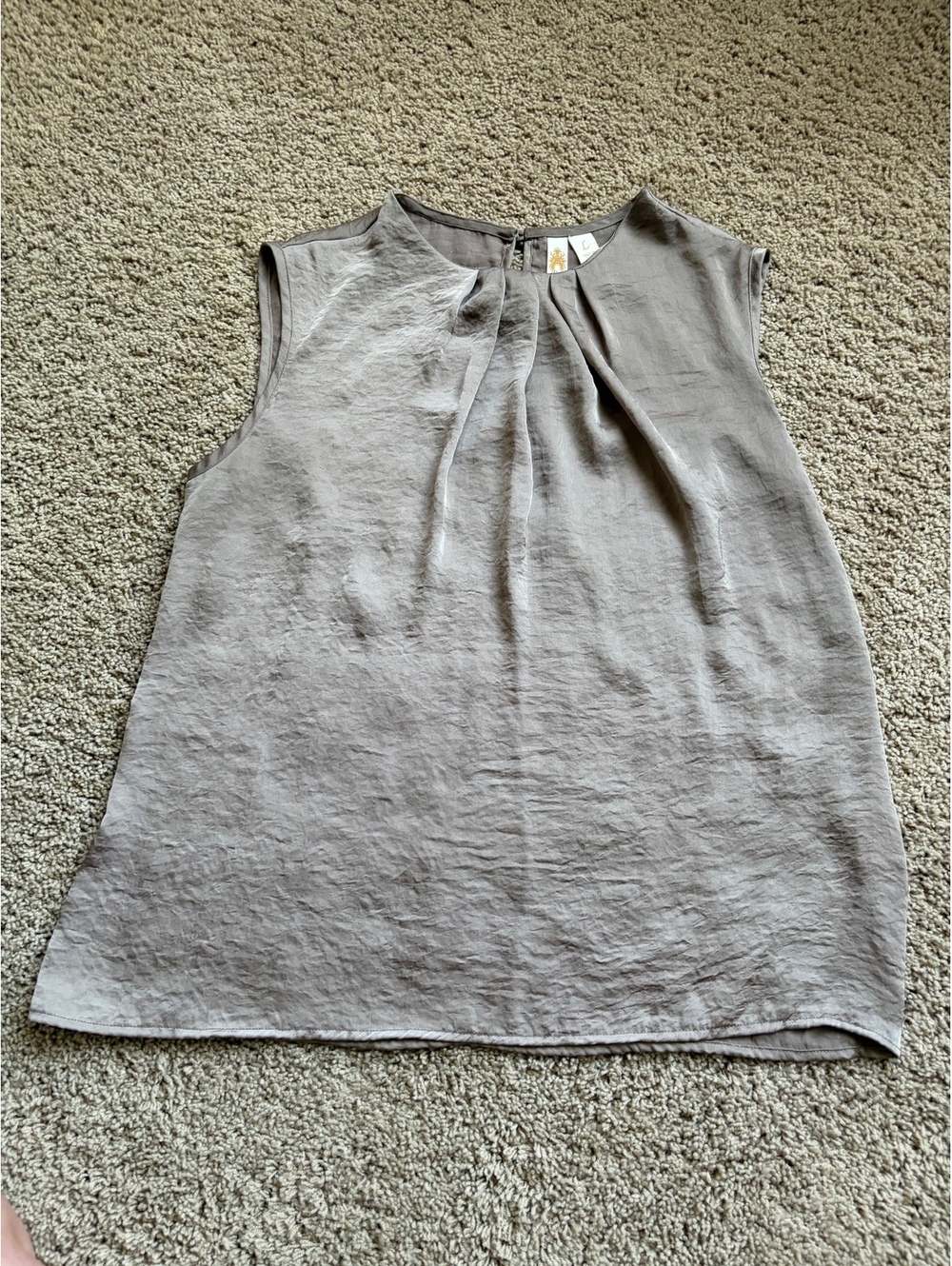 Women's ADIVA bronze sleeveless blouse crew neckline L LARGE